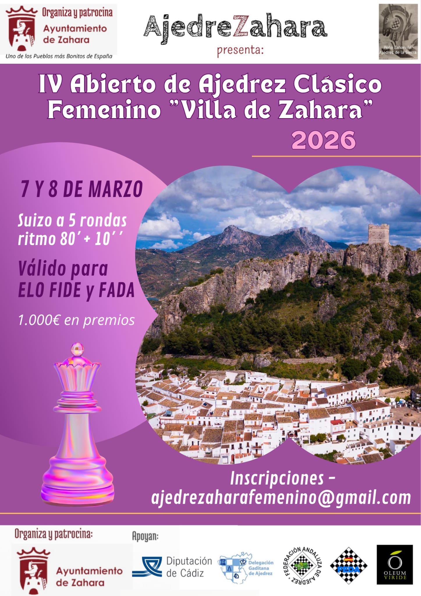 IV Abierto de Ajedrez Clásico Femenino «Villa de Zahara»