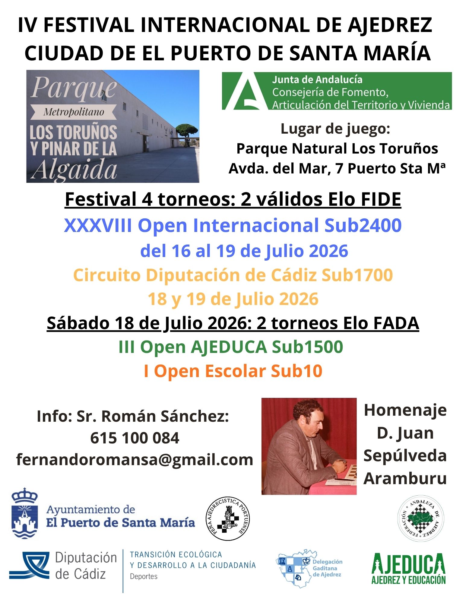 IV FESTIVAL INTERNACIONAL DE AJEDREZ CIUDAD DEL PUERTO DE SANTA MARIA HOMENAJE A D. JUAN SEPÚLVEDA ARAMBURU